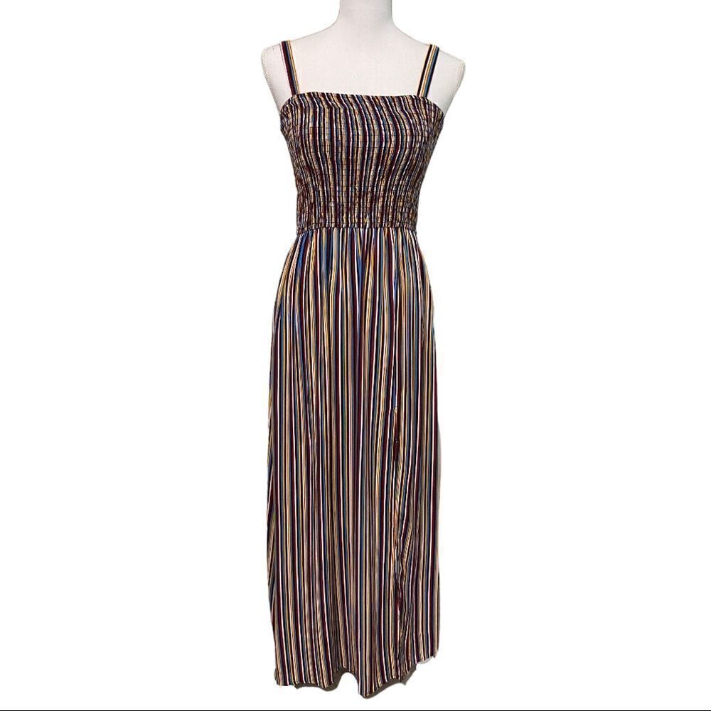Band of Gypsies Multicolor Striped Side Slit Maxi Dress